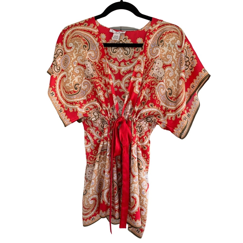 CAbi 100% Silk Kimono Blouse